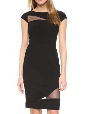 Black Halo Mesh Detail Evening Dress